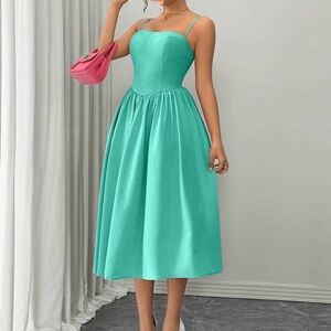 NWOT****Elegant Teal Spaghetti Strap Dress